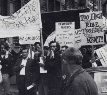 Image 1969 de gens avec bannières comité milton parc